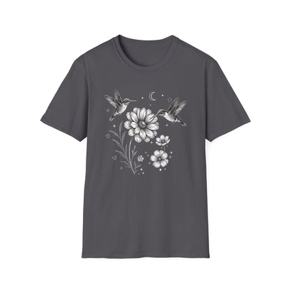 Hummingbird & Wildflower t-shirt | Minimal Botanical Nature Design