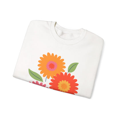 Retro Spring Flowers Sweatshirt | Colorful Minimal Floral Design