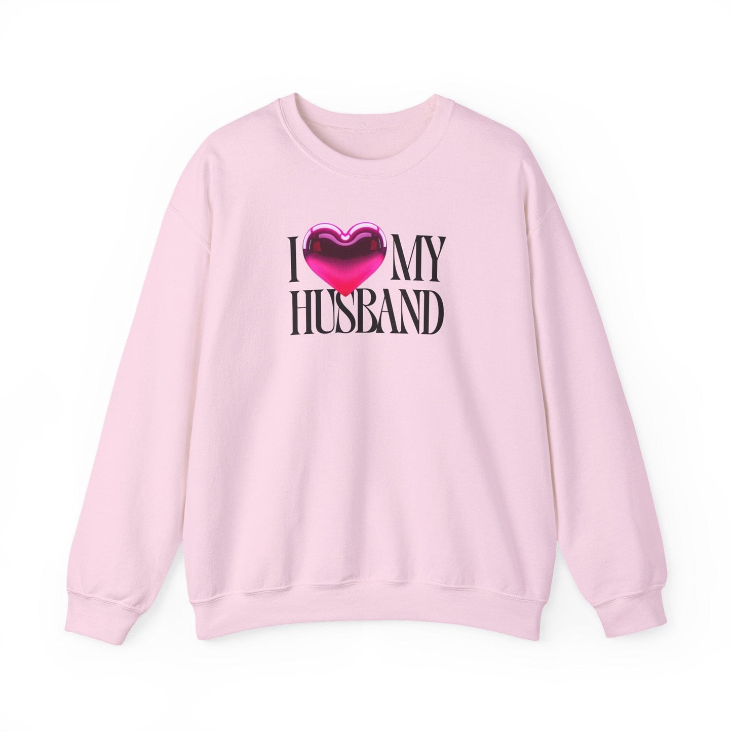 Glossy Pink Heart Husband Valentine Sweatshirt | Modern Minimal Love Design