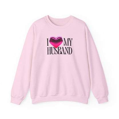 Glossy Pink Heart Husband Valentine Sweatshirt | Modern Minimal Love Design