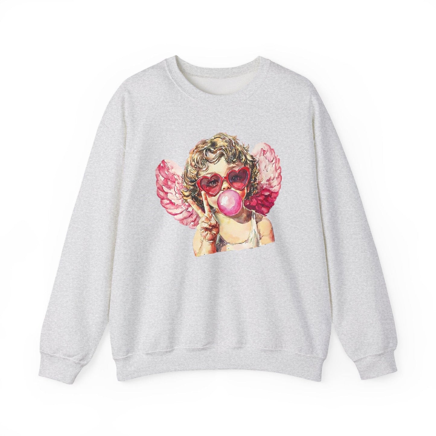 Peace Love Valentine Cupid Shirt | Bubblegum Angel Graphic Sweatshirt
