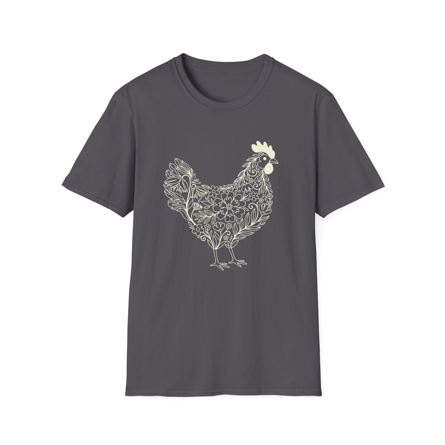 Floral Hen Line Art Shirt | Minimal Farmhouse Botanical Design