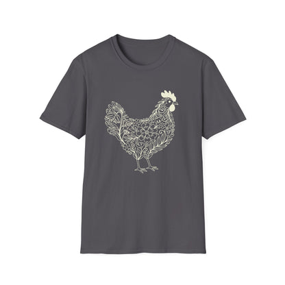 Floral Hen Line Art Shirt | Minimal Farmhouse Botanical Design