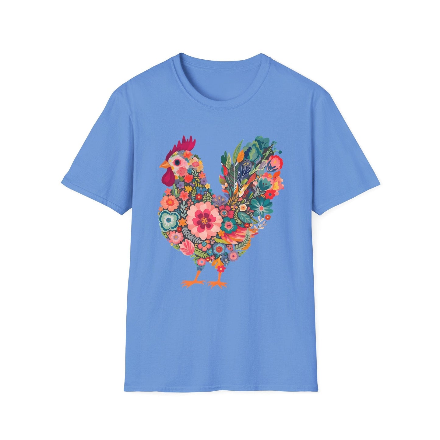 Floral Folk Hen t-shirt | Colorful Botanical Farmhouse Design