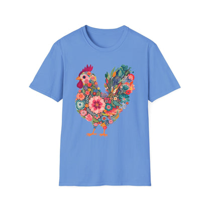 Floral Folk Hen t-shirt | Colorful Botanical Farmhouse Design