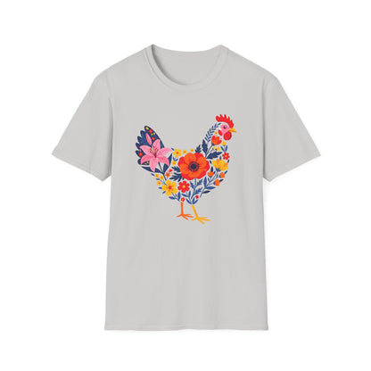 Floral Chicken Shirt | Folk Art Spring Farm Design