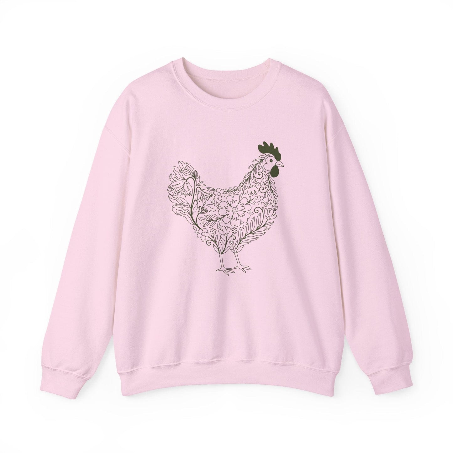 Floral Hen Line Art Sweatshirt | Minimal Farmhouse Botanical Design