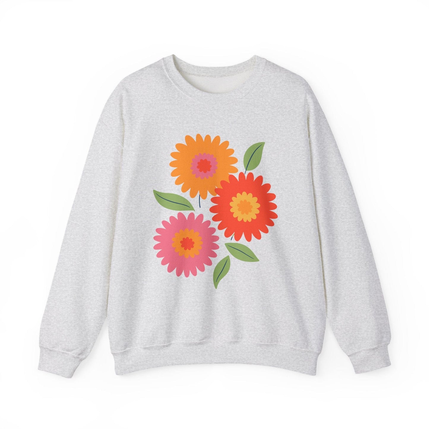 Retro Spring Flowers Sweatshirt | Colorful Minimal Floral Design