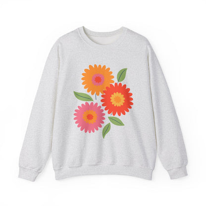 Retro Spring Flowers Sweatshirt | Colorful Minimal Floral Design