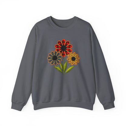 Patterned Floral Trio Sweatshirt | Buffalo Plaid, Polka Dot & Leopard Spring Design