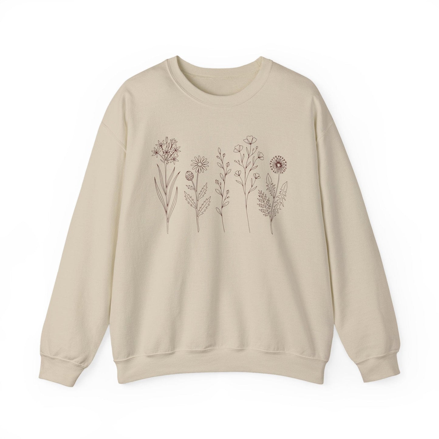 Minimal Wildflower Line Art Shirt | Botanical Sketch Floral Sweatshirt