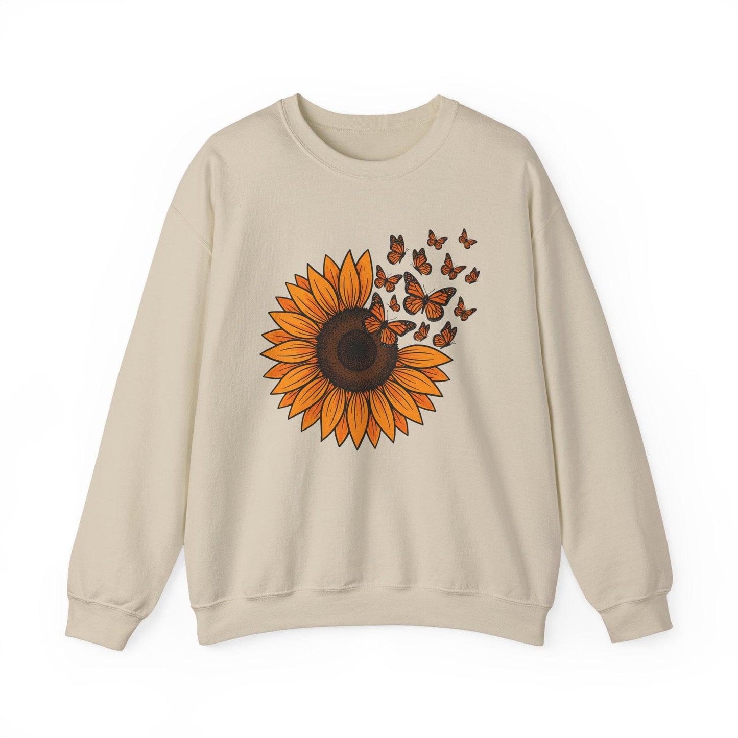 Sunflower & Monarch Butterflies Shirt | Nature-Inspired Floral Sweatshirt