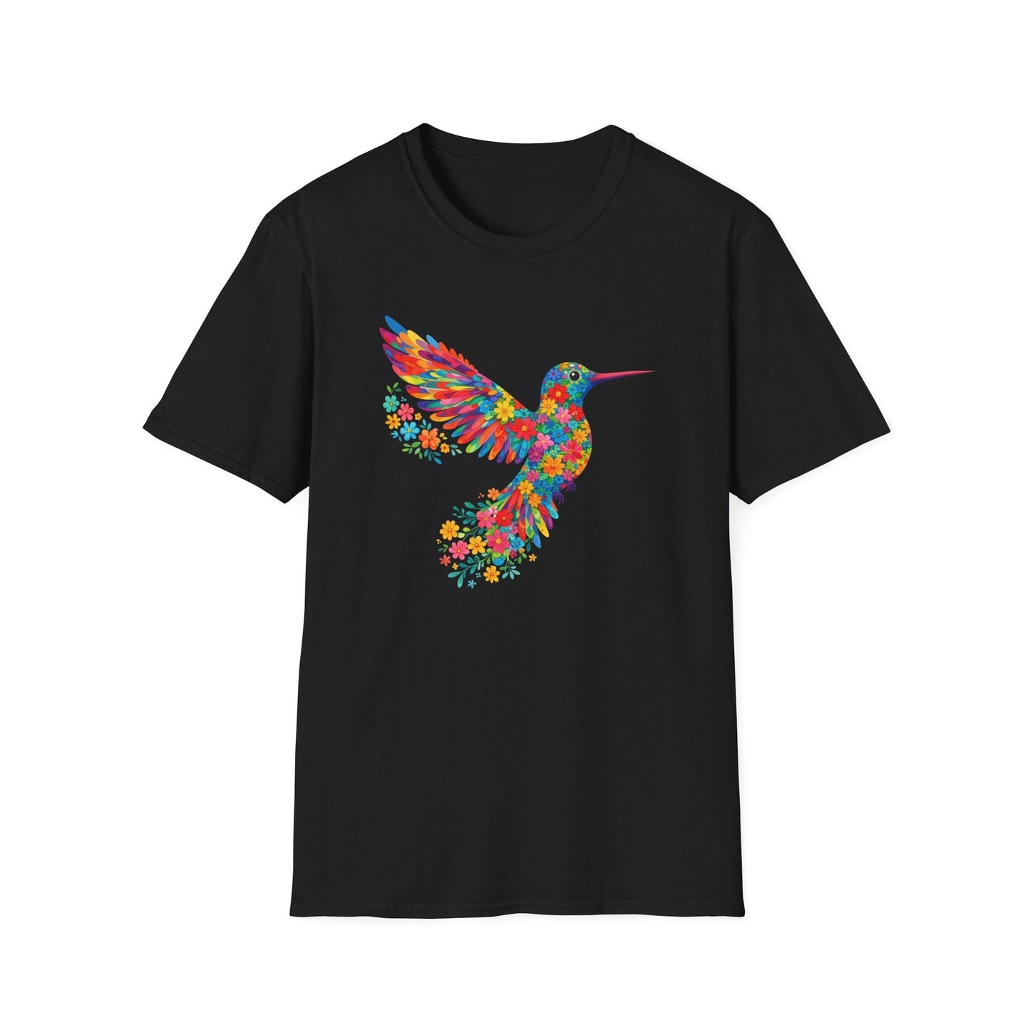 Vibrant Hummingbird Floral Shirt | Colorful Botanical Graphic t-shirt