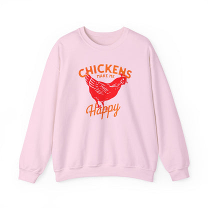 Chickens Make Me Happy Sweatshirt | Funny Farm Life Graphic Tee