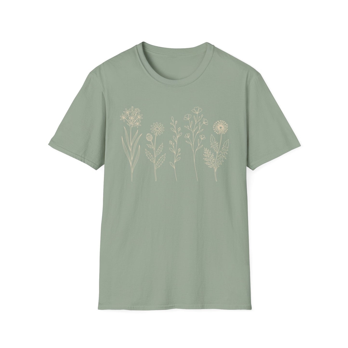 Minimal Wildflower Line Art Shirt | Botanical Sketch Floral Graphic Tee