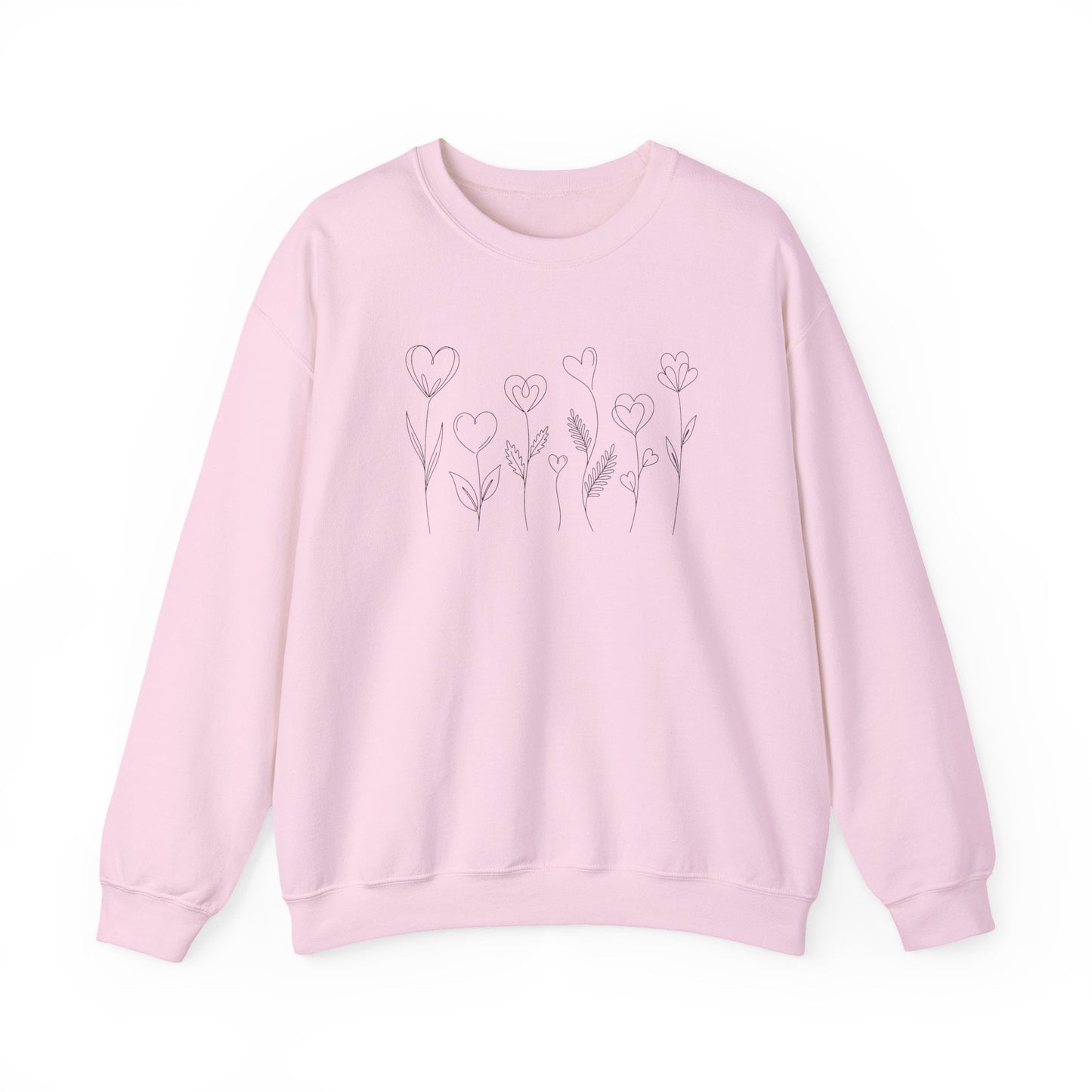 Delicate Heart Flower Valentine Shirt | Minimal Romantic Line Art Sweatshirt