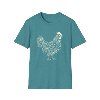 Floral Hen Line Art Shirt | Minimal Farmhouse Botanical Design