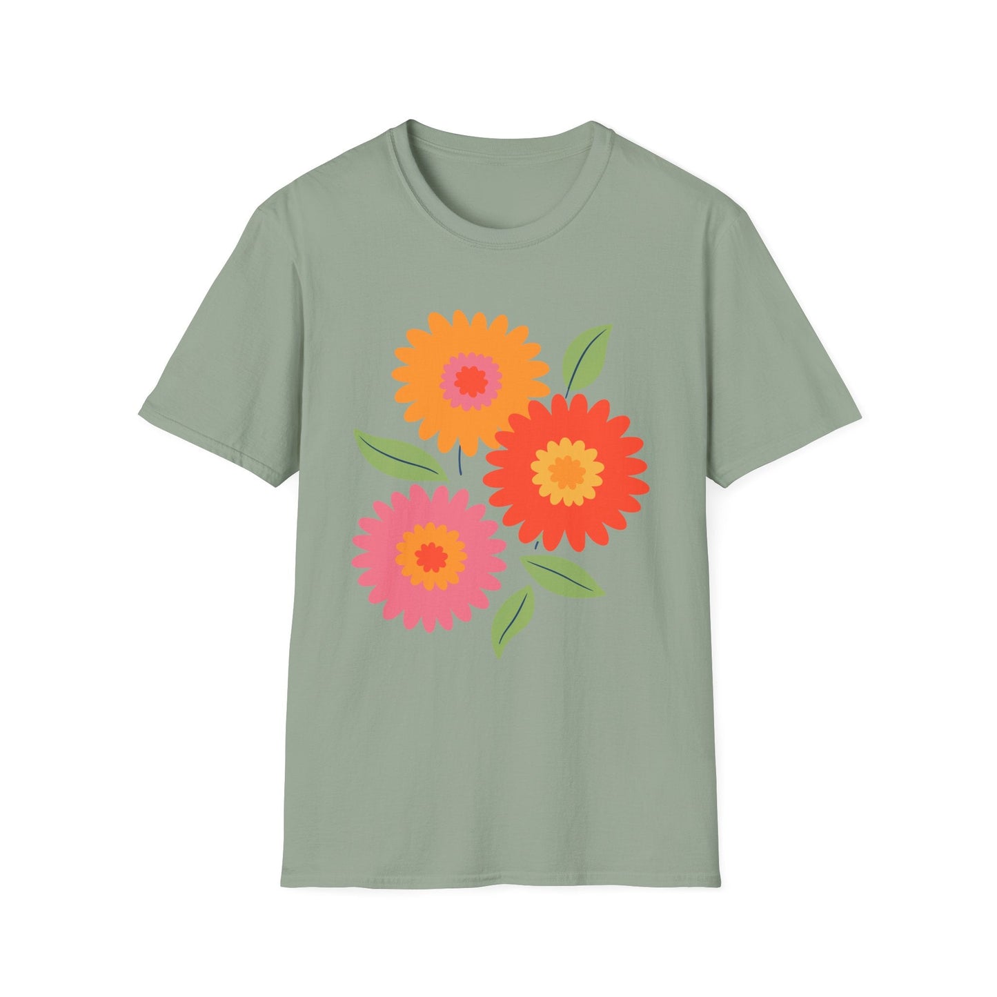 Retro Spring Flowers t-shirt | Colorful Minimal Floral Design
