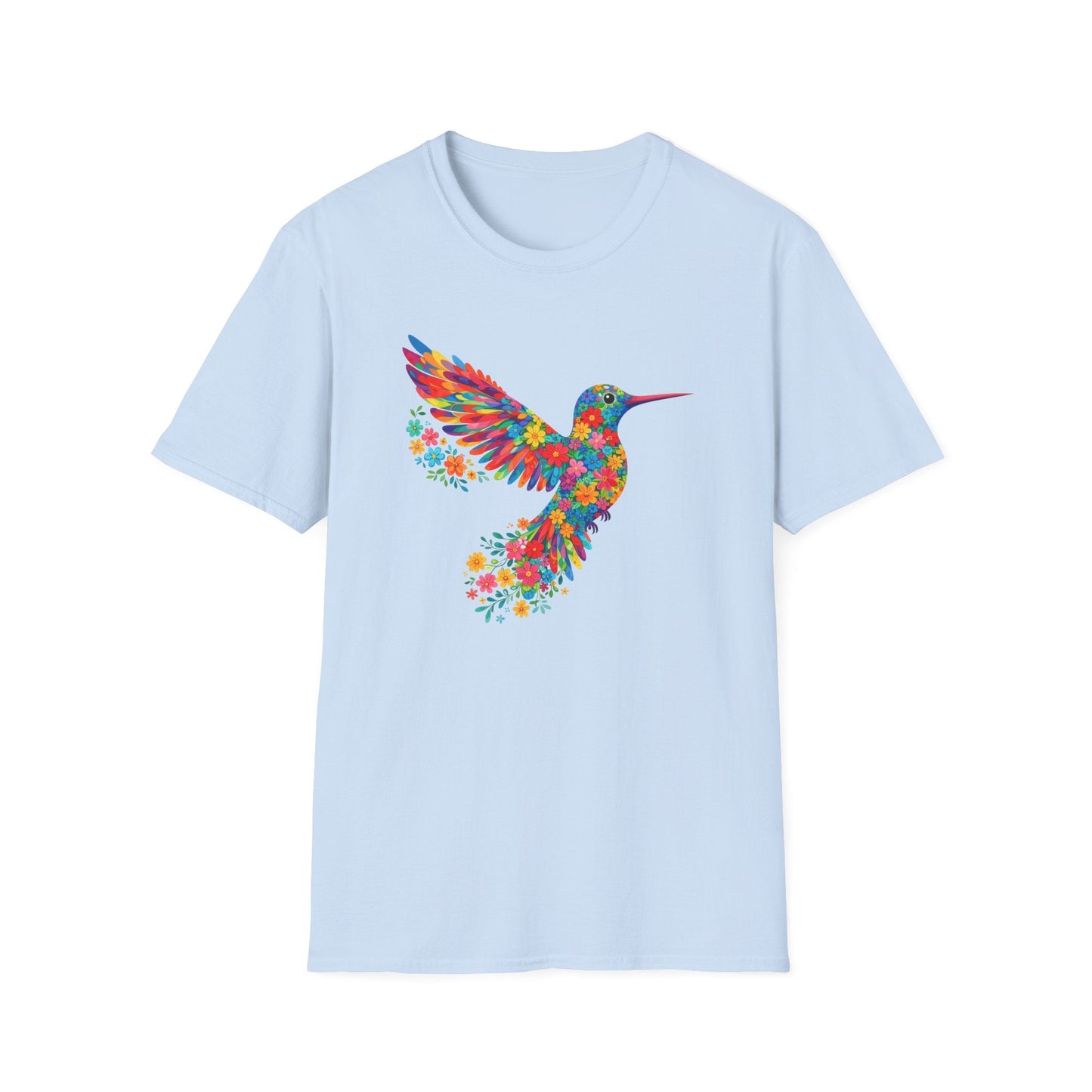 Vibrant Hummingbird Floral Shirt | Colorful Botanical Graphic t-shirt