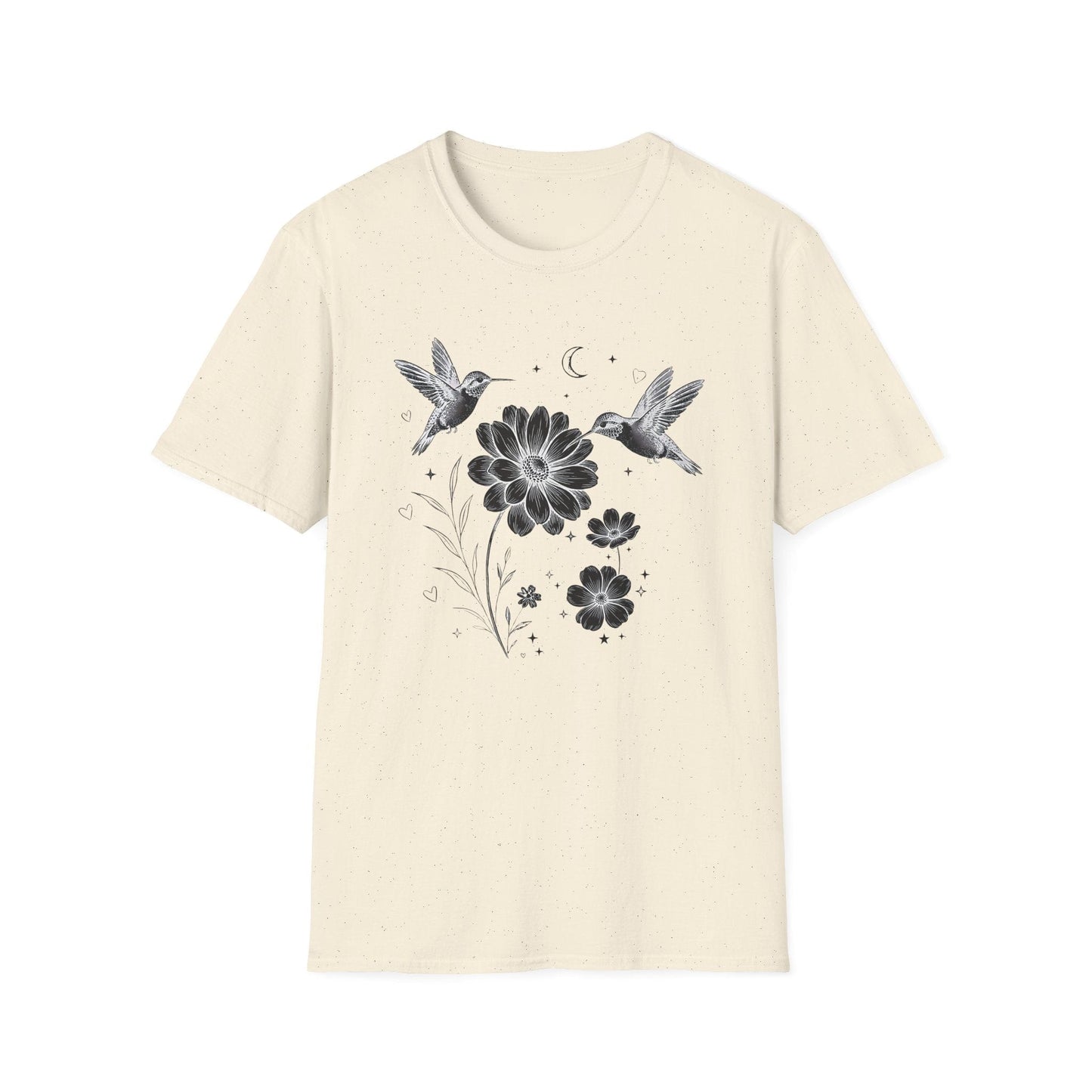 Hummingbird & Wildflower t-shirt | Minimal Botanical Nature Design