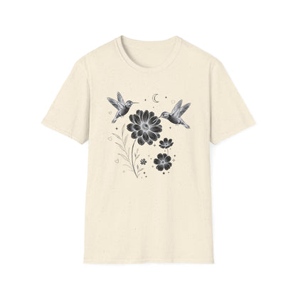 Hummingbird & Wildflower t-shirt | Minimal Botanical Nature Design