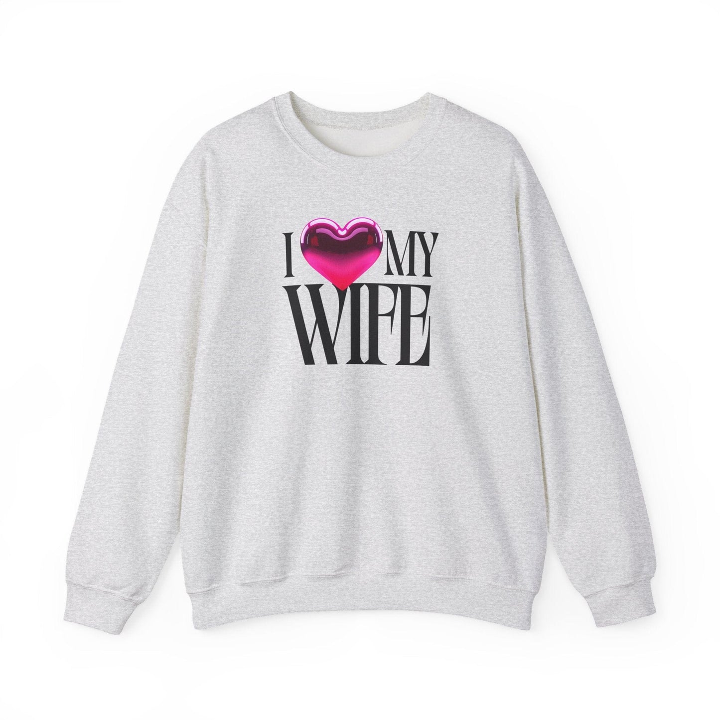 Glossy Pink Heart Wife Valentine Sweatshirt | Minimal Modern Love Design