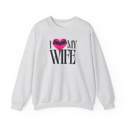 Glossy Pink Heart Wife Valentine Sweatshirt | Minimal Modern Love Design