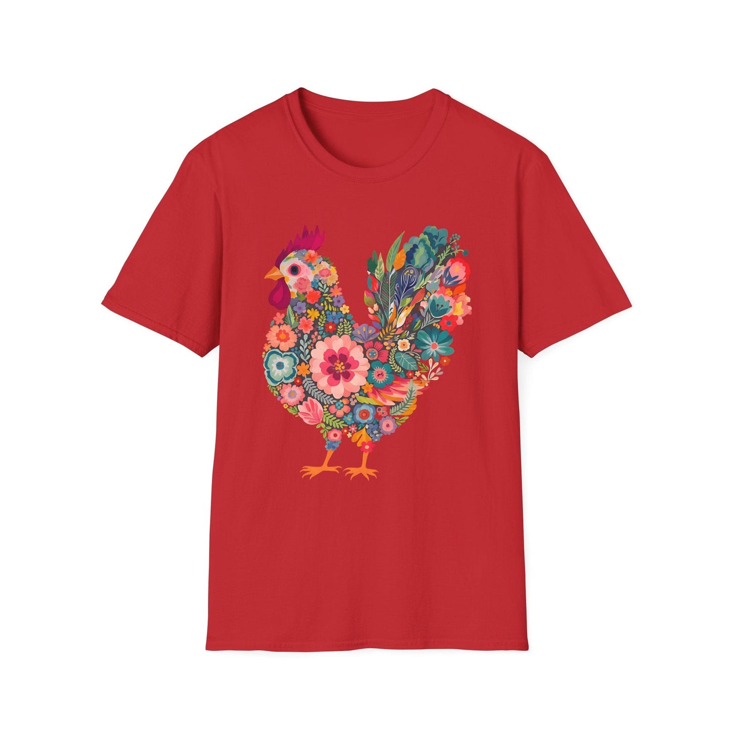 Floral Folk Hen t-shirt | Colorful Botanical Farmhouse Design