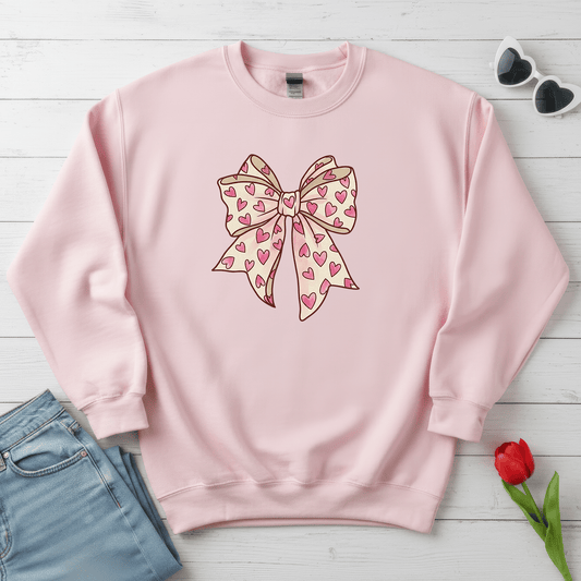 Pink Heart Bow Valentine Shirt | Cute Coquette Graphic Sweatshirt