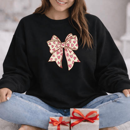 Pink Heart Bow Valentine Shirt | Cute Coquette Graphic Sweatshirt