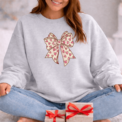 Pink Heart Bow Valentine Shirt | Cute Coquette Graphic Sweatshirt