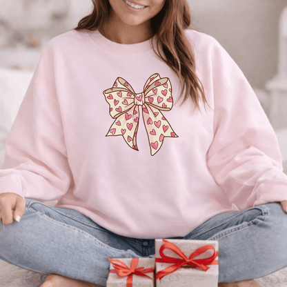 Pink Heart Bow Valentine Shirt | Cute Coquette Graphic Sweatshirt