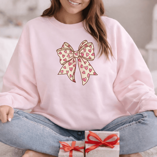 Pink Heart Bow Valentine Shirt | Cute Coquette Graphic Sweatshirt