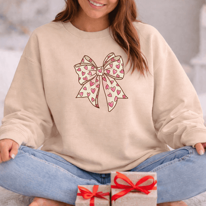 Pink Heart Bow Valentine Shirt | Cute Coquette Graphic Sweatshirt