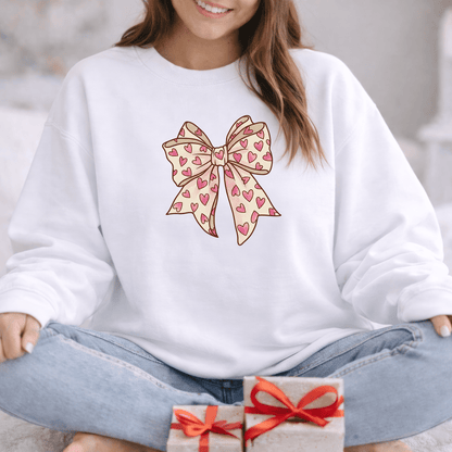 Pink Heart Bow Valentine Shirt | Cute Coquette Graphic Sweatshirt