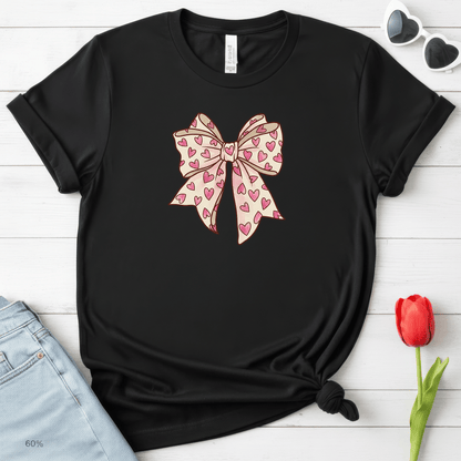 Pink Heart Bow Valentine Shirt | Cute Coquette Graphic Tee