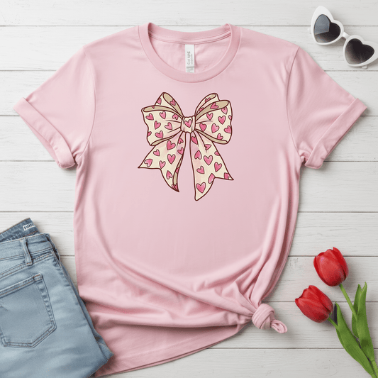Pink Heart Bow Valentine Shirt | Cute Coquette Graphic Tee