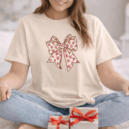 Pink Heart Bow Valentine Shirt | Cute Coquette Graphic Tee