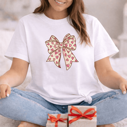 Pink Heart Bow Valentine Shirt | Cute Coquette Graphic Tee