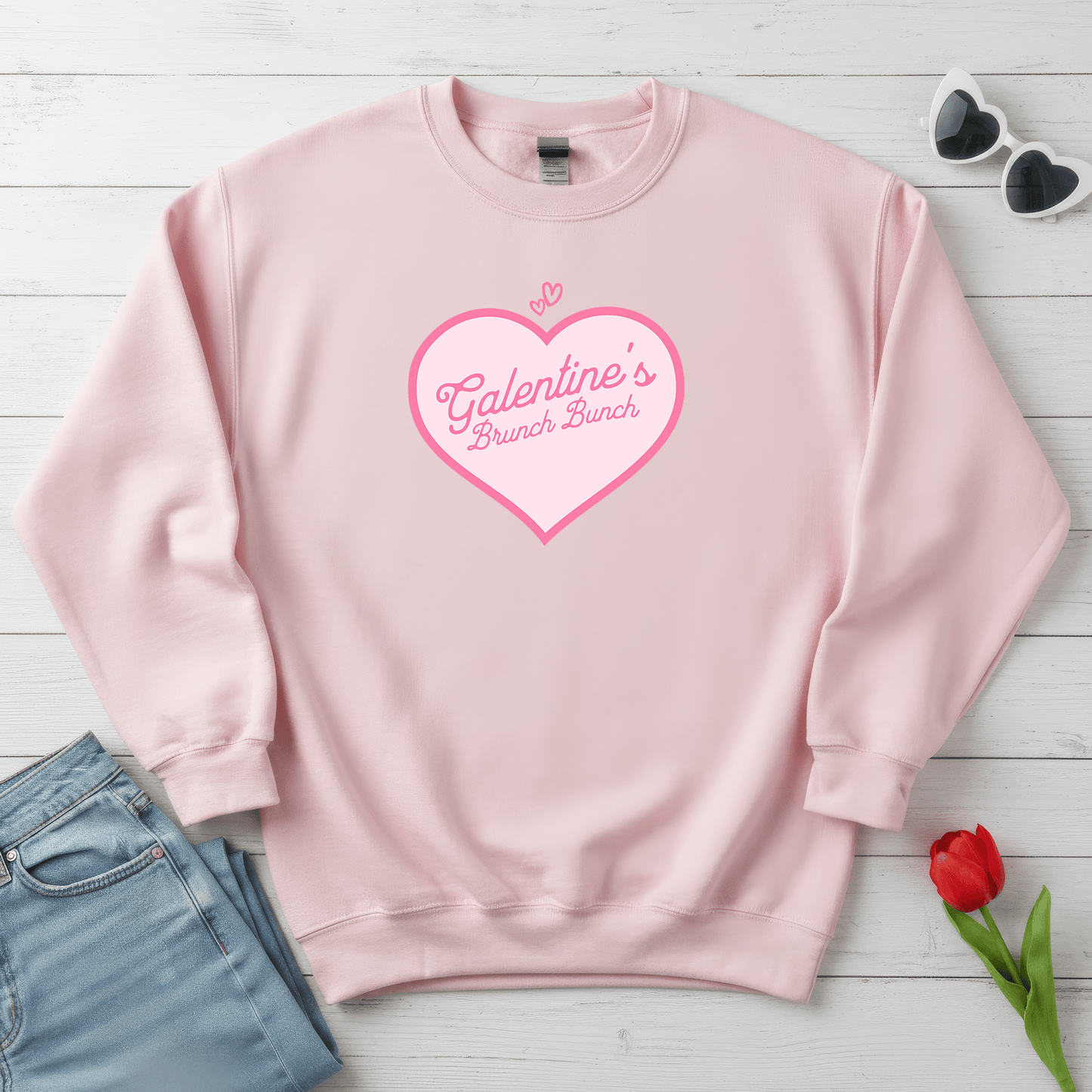 Galentine’s Brunch Bunch Shirt | Cute Pink Heart Valentine Sweatshirt