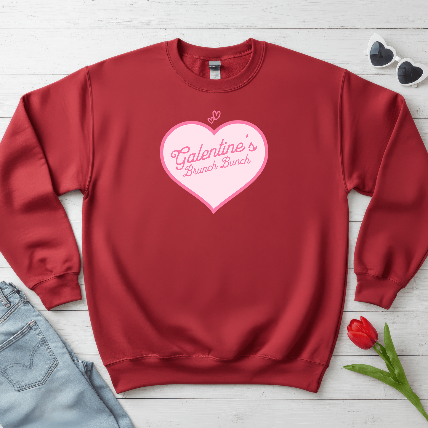 Galentine’s Brunch Bunch Shirt | Cute Pink Heart Valentine Sweatshirt