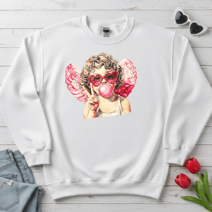 Peace Love Valentine Cupid Shirt | Bubblegum Angel Graphic Sweatshirt
