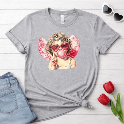 Peace Love Valentine Cupid Shirt | Bubblegum Angel Graphic Tee