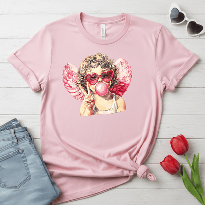 Peace Love Valentine Cupid Shirt | Bubblegum Angel Graphic Tee