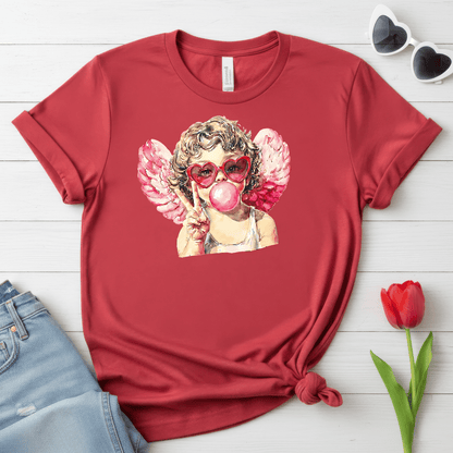 Peace Love Valentine Cupid Shirt | Bubblegum Angel Graphic Tee