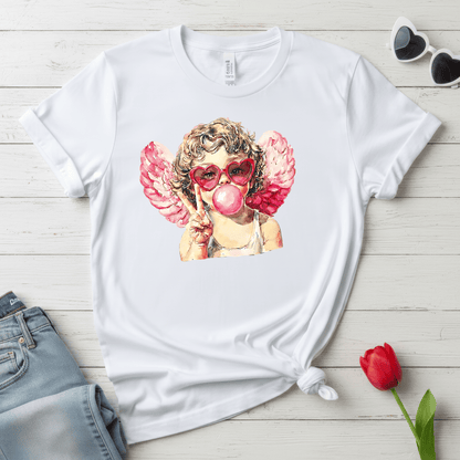 Peace Love Valentine Cupid Shirt | Bubblegum Angel Graphic Tee