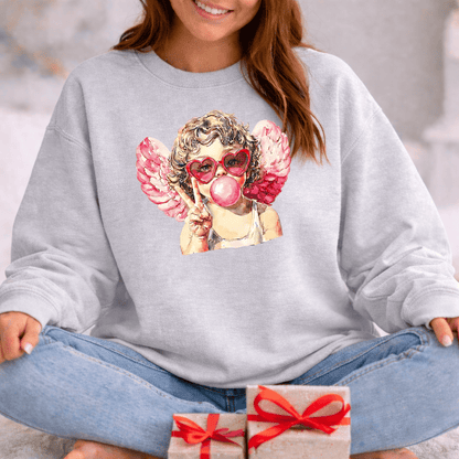 Peace Love Valentine Cupid Shirt | Bubblegum Angel Graphic Sweatshirt
