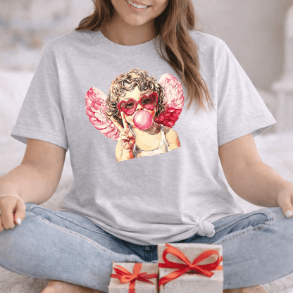Peace Love Valentine Cupid Shirt | Bubblegum Angel Graphic Tee