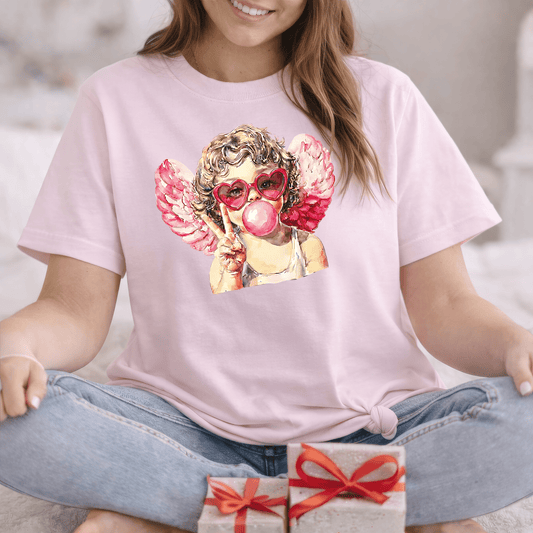 Peace Love Valentine Cupid Shirt | Bubblegum Angel Graphic Tee