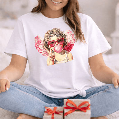Peace Love Valentine Cupid Shirt | Bubblegum Angel Graphic Tee